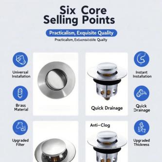 Backflow Resist Pop Up Filter Core Bathroom Basin Fast … in Singapore - Image 1