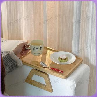 Bamboo Sofa Side Table Sofa Foldable Armrest Tray Rack … in Singapore - Image 1