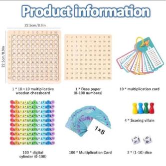 Board Toy Math Game Children 3 in1 Arithmetic Hundred Table … in Johor Bahru - Image 1