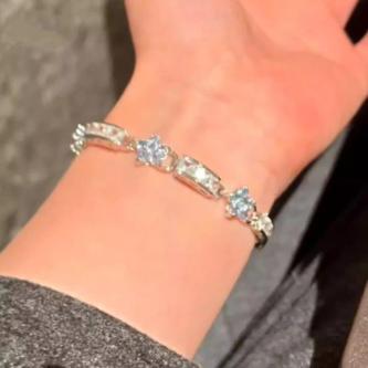手链「清冷花笺」复古清冷感蓝色花朵 闪精致轻奢时尚百搭手饰女Bracelet 