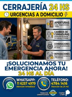 CERRAJERIA A DOMICILIO LAS 24 HORAS APERTURAS LLAMENOSSSSSSSS en Hurlingham - Imagen 4