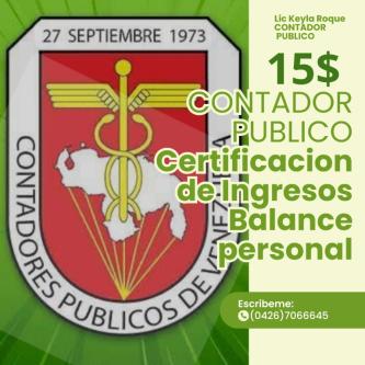 CERTIFICACIÓN DE INGRESOS / CONTADOR PÚBLICO en Caracas - Imagen 1