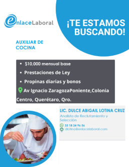 COCINERO AYUDANTE en Querétaro (QRO) - Imagen 1