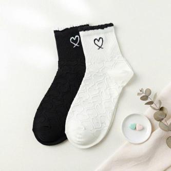 COMBO Cotton Ribbed Embossed Socks Korean Style Lady Lolita … in Petaling Jaya - Image 1