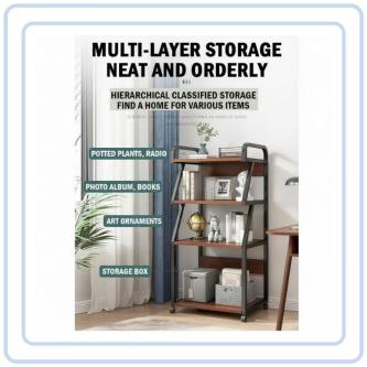 【COZYCASA】Steel Wood Storage Rack Multi-layer Display Shelf … in Singapore - Image 1