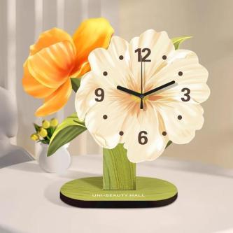 Cream Flower Table Clock Living Room Creative Clock Dining … in Singapore - Image 1