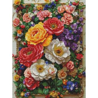 ** Cross-Stitch Kit Peony Picture Frame Pattern (Full … in Singapore - Image 1