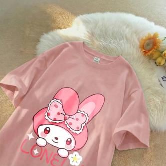 Cute Cartoon Rabbit Print Girls T-Shirt Korean Style Soft … in Petaling Jaya - Image 1