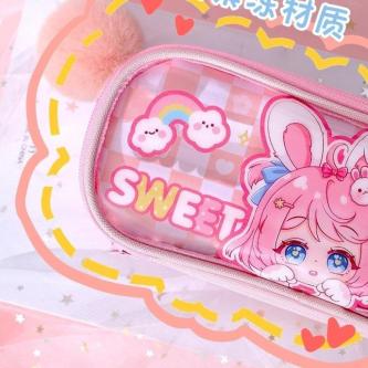 Cute Fabric Pen Box with Many Compartments for Girls&Rabbit … in Taman Johor Jaya - Image 1
