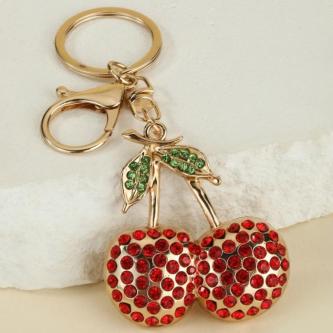 Cute Fruit Cherry Keychain Solid Color Rhinestone Metal … in Singapore - Image 1