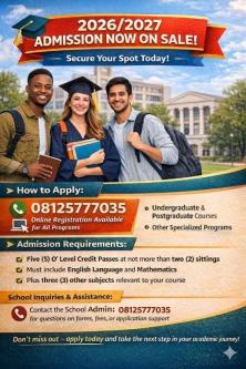 DEPARTMENT OF NURSING Summit University, Offa. APPLICATION/ADMIS in Abuja - Image 1