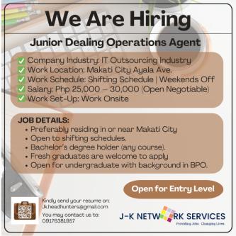 Dealing Operations Agent (Open for Entry Level) | Onsite in Pinyahan - Image 1