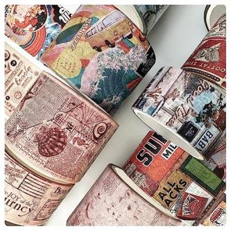 【Direct　From　JAPAN】YUBBAEX 4 rolls Retro Masking Tape Set … in North-Eastern Islands - Image 1