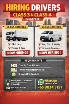 Driver needed class 3/4 in Singapore - Image 1
