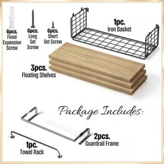 Durable Natural Wood Hanging Wall Shelf Rack Storage For … in Singapore - Image 1