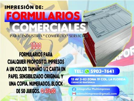 FORMULARIOS COMERCIALES MULTIPROPOSITO en Ciudad de Guatemala - Imagen 1