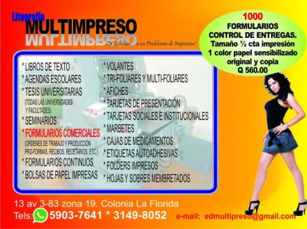 FORMULARIOS DE CONTROL DE ENTREGAS en Ciudad de Guatemala - Imagen 1