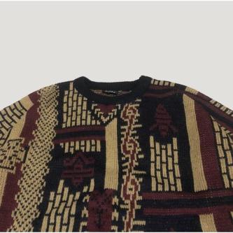 Full Pattern Sweater (Line) | Vintage Line Art Pattern Knit … in Singapore - Image 1