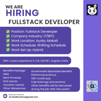 Fullstack Developer | Ayala, Makati | Hybrid | Shifting in Lower Bicutan - Image 1