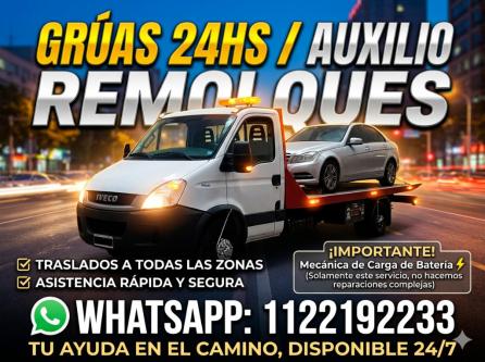 GRÚAS, REMOLQUES, TRASLADOS Y MOVIMIENTOS LAS 24 HORASSSSSSSSSSS en Esteban Echeverría - Imagen 1