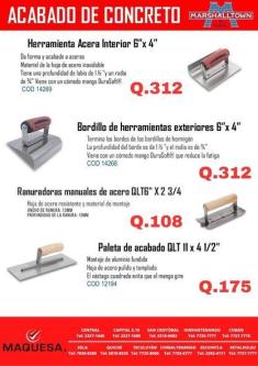HERRAMIENTAS PARA ACABADO DE CONCRETO en Retalhuleu - Imagen 1