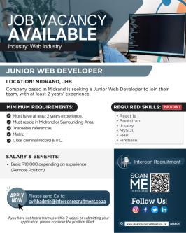 Junior Web Developer – Midrand, JHB (Remote Position) in Pretoria - Image 1
