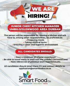 Junior chef/ Kitchen Manager in Durban - Image 1