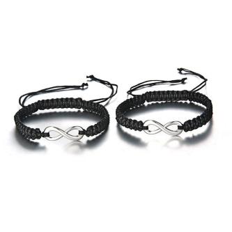 KINGYARD Black Patterned Rope Bracelet 2 Pcs Couple … in Kuala Lumpur - Image 1