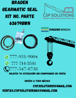 KIT DE SELLOS BRADEN GEARMATIC – P/N 63679BWN en Veracruz - Imagen 1