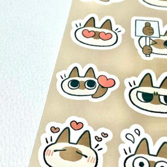 KLIPCLIP - Cute Brown Cat Sticker Set Matte 2-2.5 cm Cute … in Singapore - Image 1
