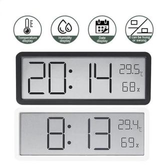 LCD Screen Digital Wall Clock Time Temperature Humidity … in Mackay - Image 1
