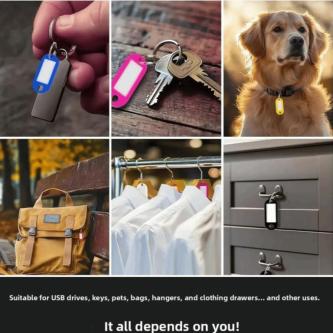 LIZMON 50pcs Plastic Key Tags, Split Ring Card Label … in Singapore - Image 1
