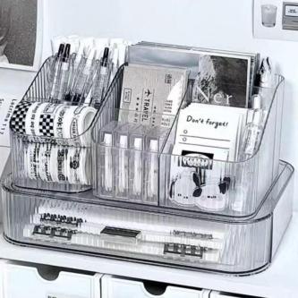 LIZMON Pen Container, Transparent Multi-function Desktop … in Singapore - Image 1