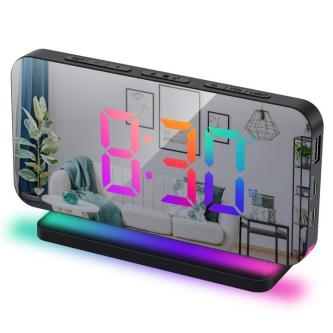 Large Screen Electronic LED Mirror Clock Colorful RGB … in Mogo - Image 1