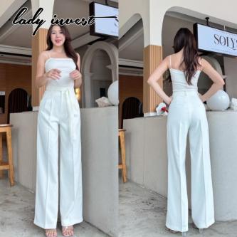 Linly Belt Mid-Rise Straight-Leg Pants With Straight Legs … in Singapore - Image 1
