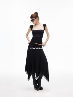 Low-cut Large Flat Rivets Hot Rivets Pleated T-shirt Solid Color in Singapore - Image 1