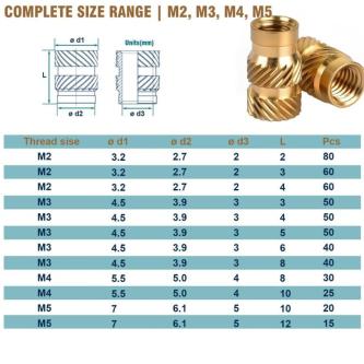 M2 M3 M4 M5 Threaded Inserts Kit,520Pcs Heat Set Knurled … in Sembawang - Image 1