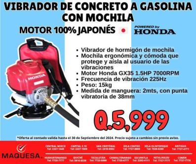 MOCHILA VIBRADOR DE CONCRETO en Quetzaltenango - Imagen 1