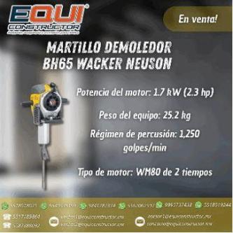 Martillo Demoledor BH65 Wacker Neuson en Ciudad Obregón - Imagen 1