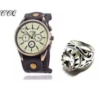 Mens Black Leather watch with silver ring in Kikuyu - Image 1