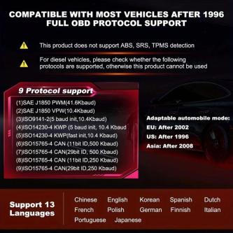 OBD2/EOBD/CAN Code Reader with Voltage Test, OBDII Scanner, … in Singapore - Image 1