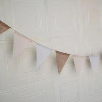 OLDSILVX Birthday Linen Banner, Multicolor Triangles … in Ipoh - Image 1