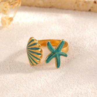 Ocean-Themed Starfish Shell Ring Set, Adjustable Size, … in Singapore - Image 1