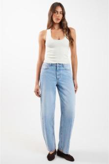 Ode Mid Rise Barrel Leg Jean Light Denim in Invercargill - Image 1