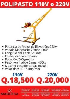 POLIPASTO ELECTRICO 550KG en Retalhuleu - Imagen 1