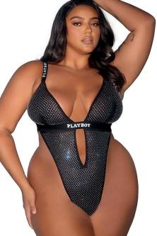 Playboy Lingerie Disco Fever Rhinestone Teddy in Gold Coast - Image 1