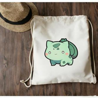 Pokemon Bulbasaur Kawaii Drawstring Backpack, Black Canvas … in Kota Kinabalu - Image 1