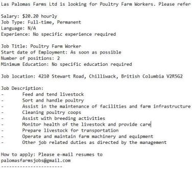 Poultry Farm Worker in Chilliwack - Image 1