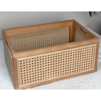 Preferred????Retro Rattan Storage Basket Desktop Solid Wood … in Singapore - Image 1