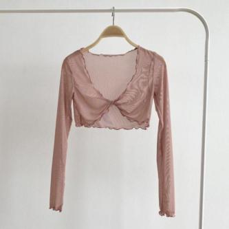 [READY STOCK] Mesh Knot Cardigan, Ruffle Long Sleeve … in Singapore - Image 1